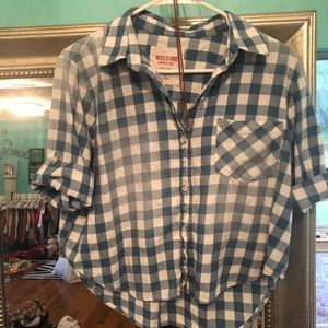 Mossimo plaid quarter length button down shirt